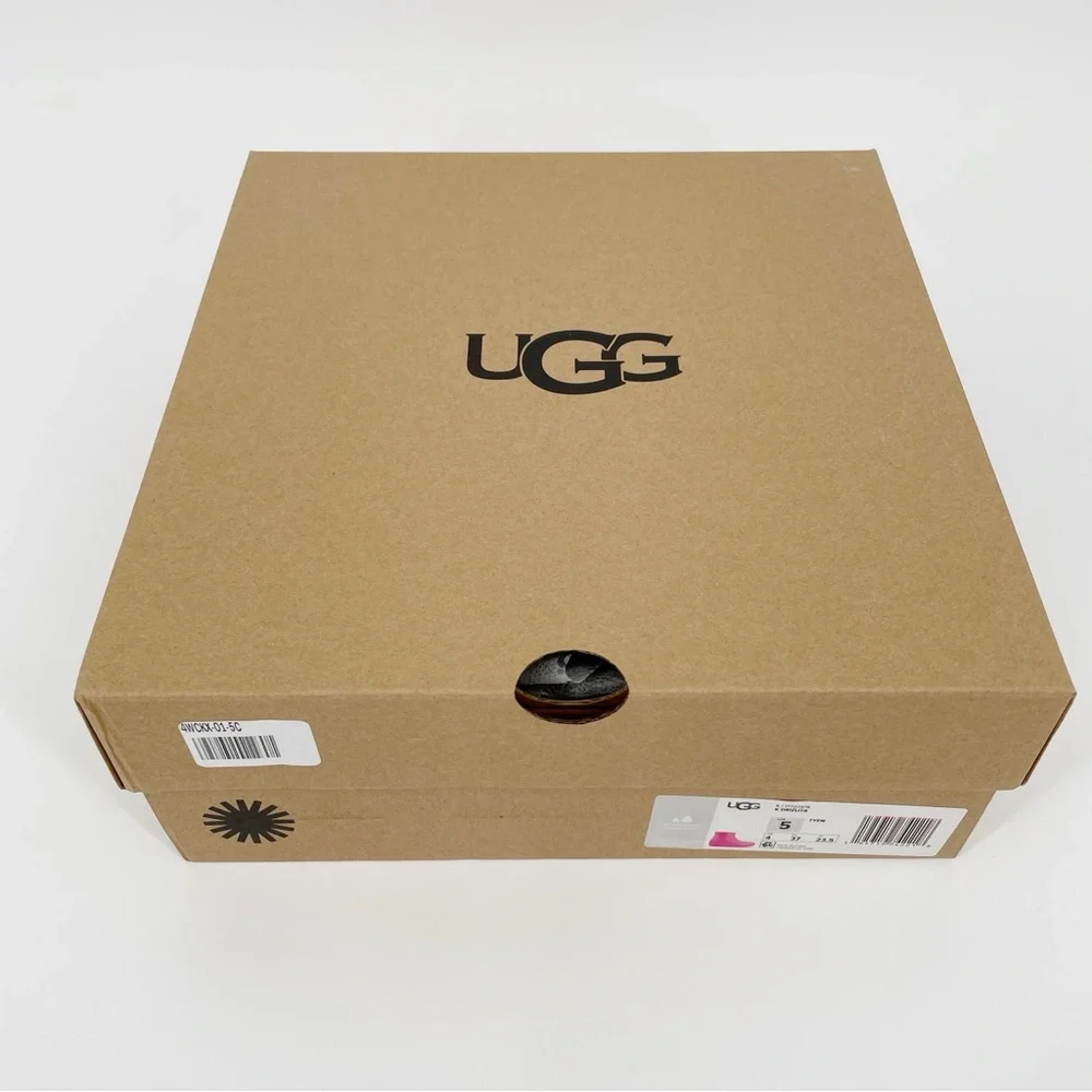 Ugg Big Kids Drizlita Rain Boots Pink Sherpa Lined Waterproof Shoes Women’s 7, 8